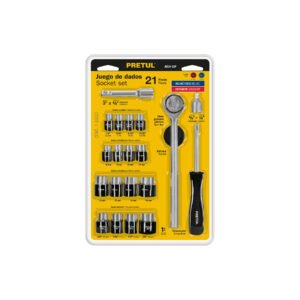 Juego de 21 herramientas 1/4" y 3/8" para mecánico, Pretul
