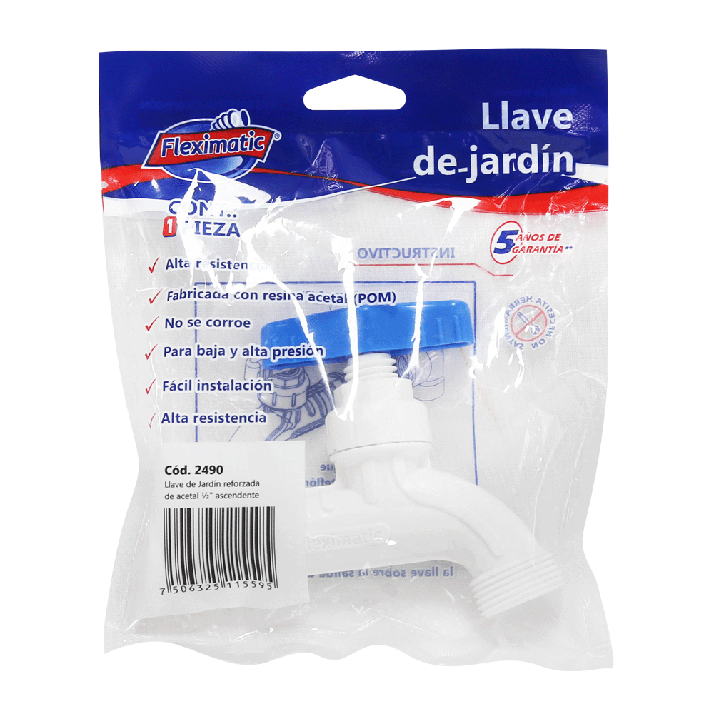 Llave de jardín reforzada de resina acetal, ascendente, roscas de 1/2" x 3/4" - Image 4