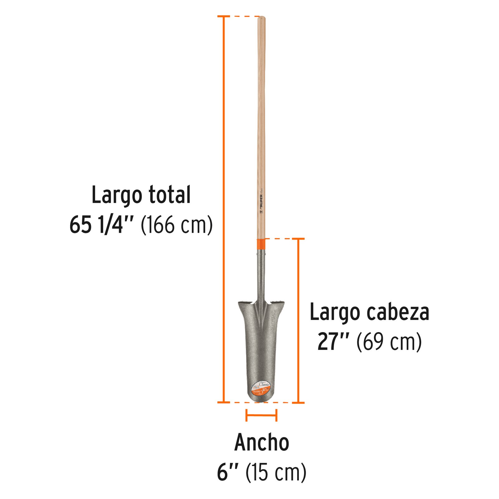 Pala espadón Classic, mango largo 49", Truper - Image 2