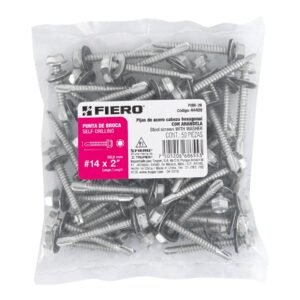 Bolsa con 50 pijas 2" hexagonal, punta broca con rondana