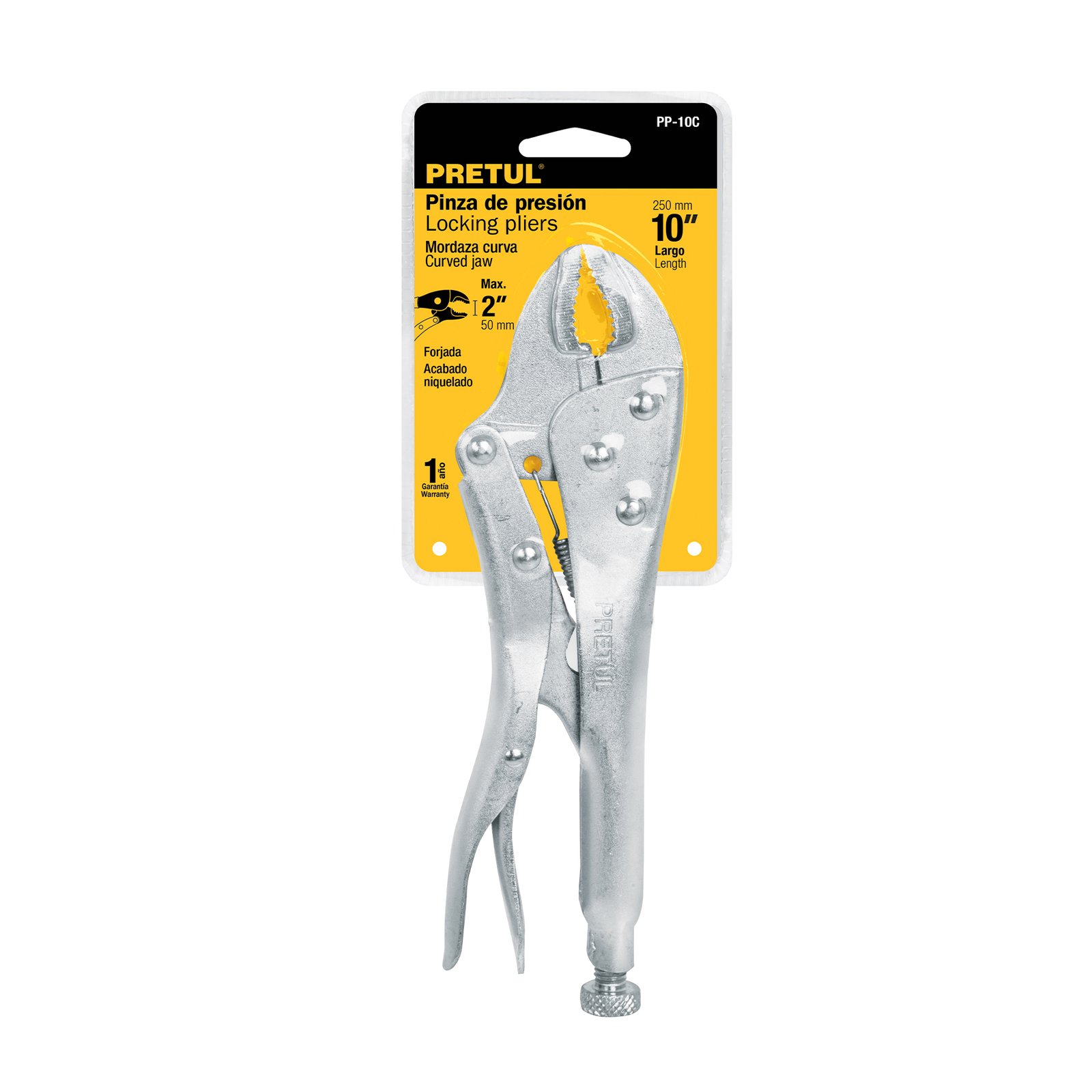Pinza de presión 10" mordaza curva, Pretul