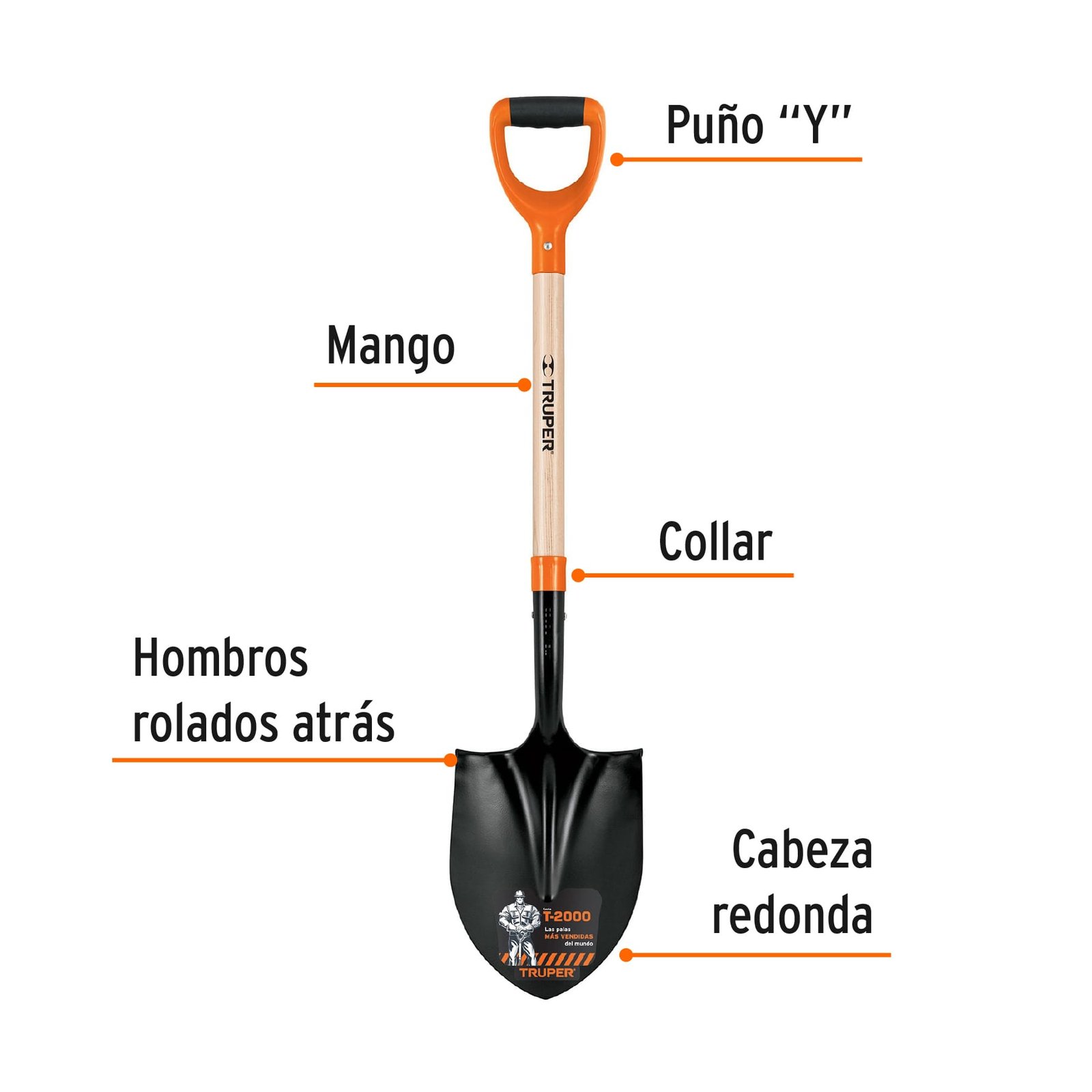 Pala redonda T-2000, puño "Y", Truper - Image 4