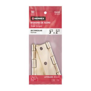 Bolsa con 2 bisagras rectangulares 3", acero latonado